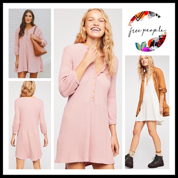 FREE PEOPLE BOHO HENLEY FLOWY KNIT DRESS A3C - Picture 13 of 16